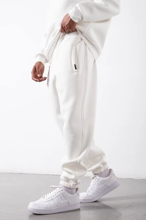 XHAN White Organic Cotton Raised Sweatpants