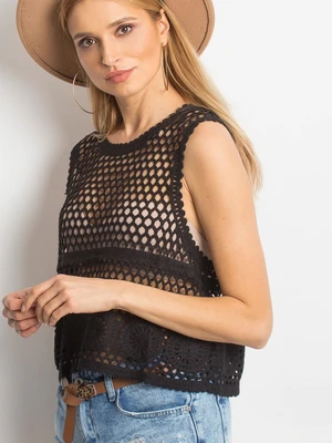 Women's black openwork top