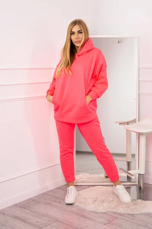 Insulated set with sweatshirt in pink neon color