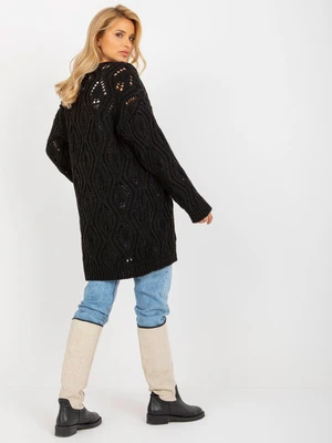 Women's black openwork cardigan without closure