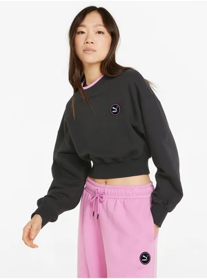 Black Womens Cropped Sweatshirt Puma - Women