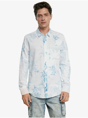 White Mens Floral Shirt Desigual Cam Alberico - Men