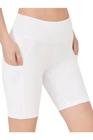 LOS OJOS Women's White High Waist Contouring Double Pocket