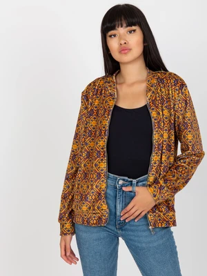 Dark yellow patterned viscose bomber sweatshirt RUE PARIS