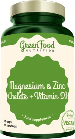 GREENFOOD NUTRITION Hořčík a Zinek Cheláty + Vitamín D3 90 kapslí