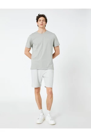 Koton Basic Bermuda Shorts with Lace-Up Waist, Pocket Detailed Slim Fit.