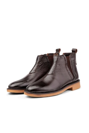 Ducavelli Leeds Genuine Leather Chelsea Daily Boots With Non-Slip Soles Brown.