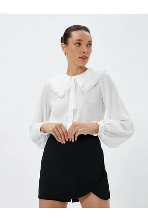 Koton Baby Collar Shirt with Balloon Sleeves and Buttons Lacing Detail