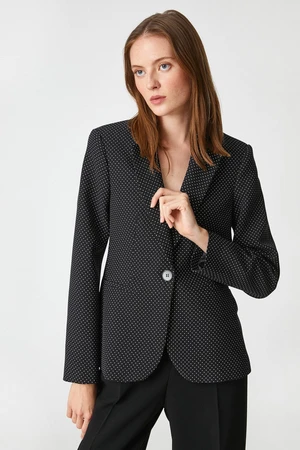 Koton Polka Dot Blazer Jacket with One Button