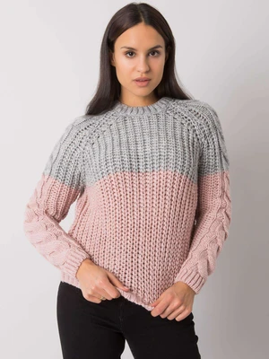 Grey-pink women's knitted sweater Bergerac RUE PARIS