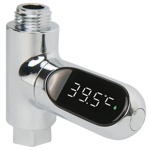 Metal Water Flow Thermometer Electricity LED Display Home Shower Faucets Water Thermometer Bathing Temperature Meter