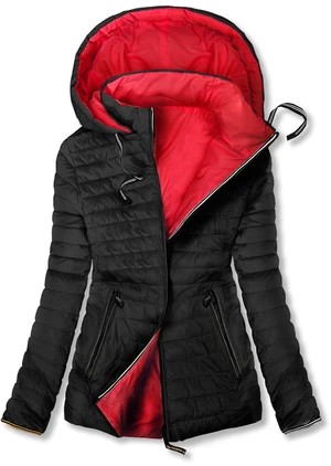 Wendejacke mit Kapuze Schwarz/Rot