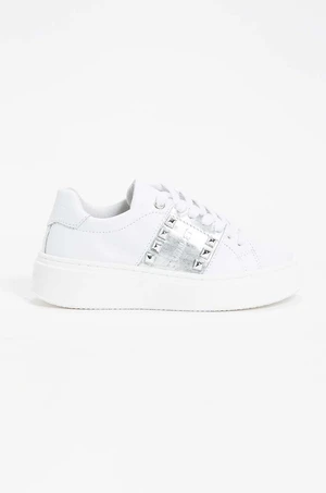 Dětské kožené sneakers boty Twinset bílá barva, 242GCJ018