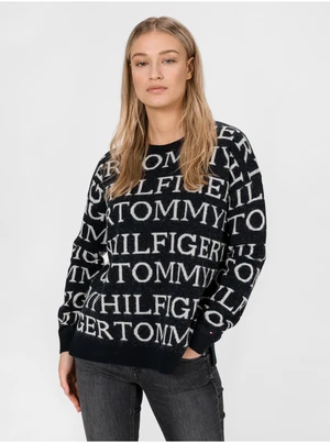 Černý dámský svetr Tommy Hilfiger All-Over - Dámské