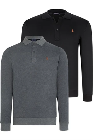 DOUBLE SET V4007 DEWBERRY MEN'S SWEATSHIRT-BLACK-ANTHRACITE