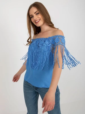 Lady's blue Spanish blouse with lace