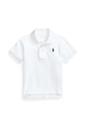 Dětská bavlněná polokošile Polo Ralph Lauren bílá barva, 320570127001