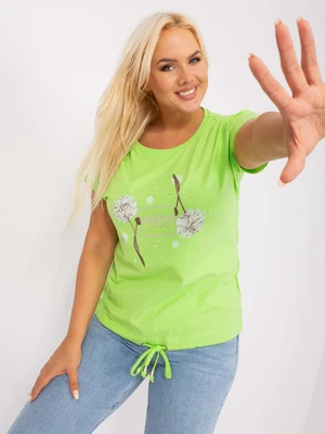 Light green blouse plus size with short sleeves