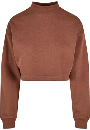 Ladies Cropped Oversized Sweat High Neck Crew Bark