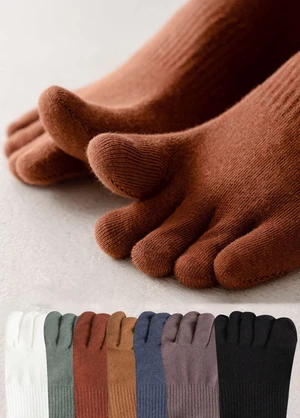 Five Finger Socks Women'S Medium Tube Spring and Autumn Thin Cotton Women's Split Toe Socks Deodorization Sweat-absorbing Socks