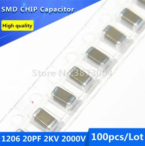 100pcs 1206 20PF 2KV 2000V 5% Thick Film Chip Multilayer Ceramic Capacitor