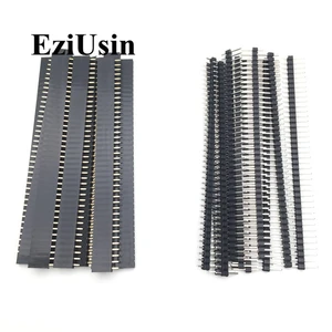 20pcs 10 pairs 40 Pin 1x40 Single Row Male and Female 2.54 Breakable Pin Header PCB JST Connector Strip for Arduino Black