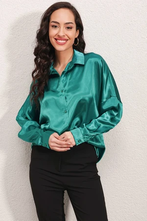 Bigdart 3985 Oversized Satin Shirts - A.green