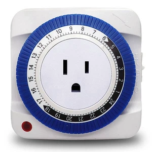 24 Hour Timer Socket Mechanical Program Timer Switch Socket 230V Wall Outlet Protector Energy Saveing(US Plug)