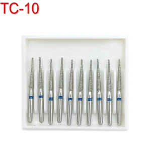 10pcs Diamond Burs Dental FG 1.6mm High Speed Drills for High Speed Handpiece Medium TC-10