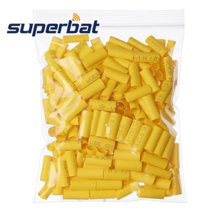 Superbat 100pcs Wire Wrap Sleeve 6mm Dia 20 mm Long Heat Shrink Tubing Yellow for KSR195 RG58 Cable