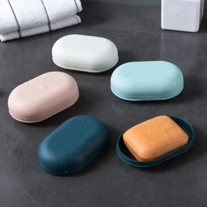 1pc Soap Dish with Lid Oval Soap Box Super Sealed Storage Box Waterproof Travel Home Bathroom Soap Storage Box Plastic Soap Box