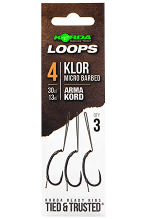 Korda hotové montáže loop rigs klor - háček 4 nosnost 30 lb