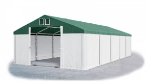 Garážový stan 4x6x2,5m střecha PVC 560g/m2 boky PVC 500g/m2 konstrukce ZIMA Zelená Bílá Bílé