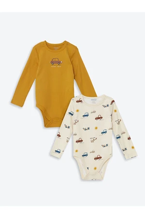 LC Waikiki LCW Crew Neck Printed Baby Boy Snap Body 2-Piece