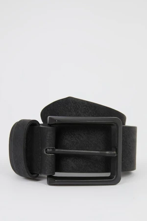 DEFACTO Men's Rectangle Buckle Faux Leather Belt