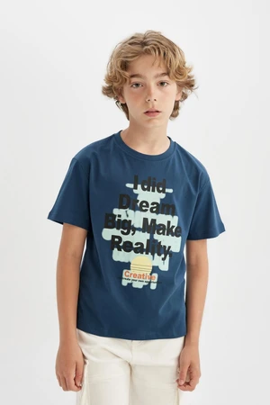 DEFACTO Boy's Crew Neck Printed Short Sleeve T-shirt