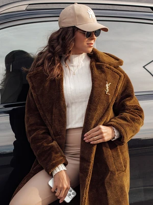 Women's winter coat GLAMFUR long fur camel Dstreet