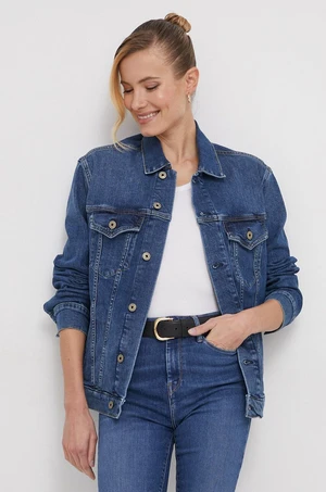 Rifľová bunda Pepe Jeans BOYFRIEND JACKET dámska, tmavomodrá farba, prechodná, PL402382HT7