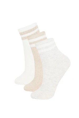 DEFACTO Women's Comfortable Elastic 3-Pack Cotton Ankle Socks