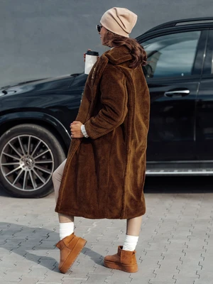 Women's winter coat LUXERII long fur camel Dstreet