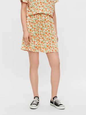 Orange-white patterned skirt Pieces Nya - Women