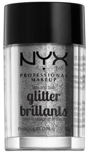 NYX PROFESSIONAL MAKEUP Face & Body Glitter třpytky na obličej i tělo - odstín Silver 2.5 g