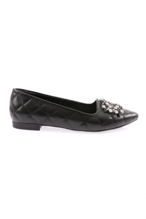 DGN 6560-23y Women's Crystal Square Buckle Flats