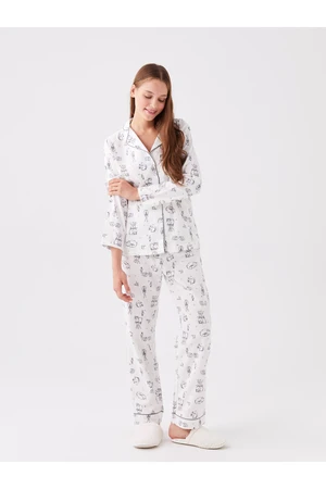 LC Waikiki Shirt Collar Patterned Long Sleeve Women's Pajama Set