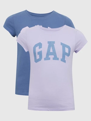 Set of two girly T-shirts in navy blue and purple GAP