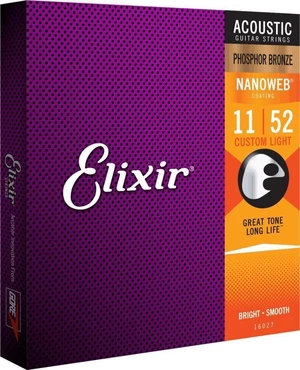 Elixir 16027 Nanoweb 11-52 Struny do gitary akustycznej