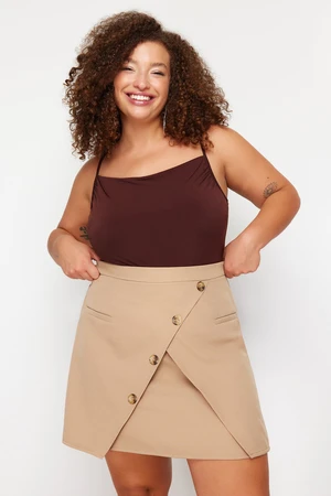 Trendyol Curve Mink Double Breasted Button Detailed Woven Skirt