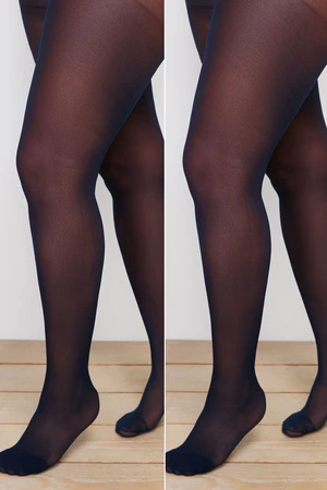 Trendyol Curve Navy Blue Super Opaque 40 Den 2-Piece Plus Size Pantyhose