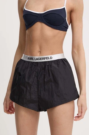 Kraťasy Karl Lagerfeld dámské, černá barva, hladké, high waist