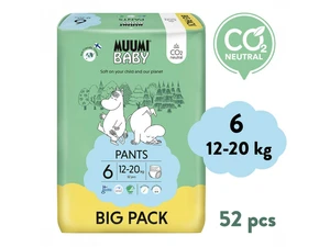 Muumi Baby Pants 6 Junior 12-20 kg, nohavičkové eko plienky 52 ks